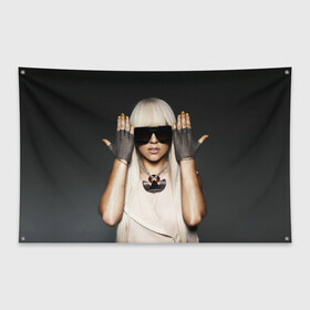 Флаг-баннер с принтом Lady Gaga в Тюмени, 100% полиэстер | размер 67 х 109 см, плотность ткани — 95 г/м2; по краям флага есть четыре люверса для крепления | lady gaga | блондинка | звезда | знаменитость | леди гаага | очки | певица | поп | эпатаж | эпатажная