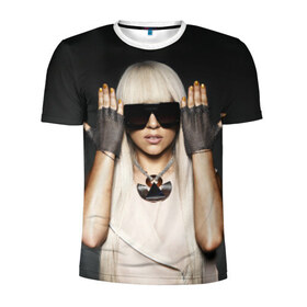 Мужская футболка 3D спортивная с принтом Lady Gaga в Тюмени, 100% полиэстер с улучшенными характеристиками | приталенный силуэт, круглая горловина, широкие плечи, сужается к линии бедра | lady gaga | блондинка | звезда | знаменитость | леди гаага | очки | певица | поп | эпатаж | эпатажная