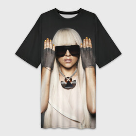 Платье-футболка 3D с принтом Lady Gaga в Тюмени,  |  | lady gaga | блондинка | звезда | знаменитость | леди гаага | очки | певица | поп | эпатаж | эпатажная