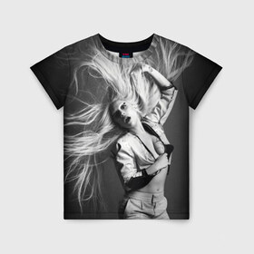 Детская футболка 3D с принтом Lady Gaga в Тюмени, 100% гипоаллергенный полиэфир | прямой крой, круглый вырез горловины, длина до линии бедер, чуть спущенное плечо, ткань немного тянется | lady gaga | блондинка | звезда | знаменитость | леди гаага | певица | поп | эпатаж | эпатажная