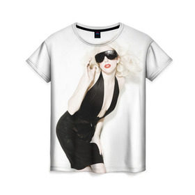 Женская футболка 3D с принтом Lady Gaga в Тюмени, 100% полиэфир ( синтетическое хлопкоподобное полотно) | прямой крой, круглый вырез горловины, длина до линии бедер | lady gaga | блондинка | звезда | знаменитость | леди гаага | певица | поп | эпатаж | эпатажная