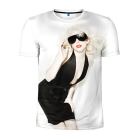 Мужская футболка 3D спортивная с принтом Lady Gaga в Тюмени, 100% полиэстер с улучшенными характеристиками | приталенный силуэт, круглая горловина, широкие плечи, сужается к линии бедра | lady gaga | блондинка | звезда | знаменитость | леди гаага | певица | поп | эпатаж | эпатажная