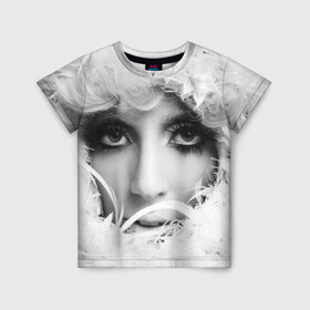 Детская футболка 3D с принтом Lady Gaga в Тюмени, 100% гипоаллергенный полиэфир | прямой крой, круглый вырез горловины, длина до линии бедер, чуть спущенное плечо, ткань немного тянется | lady gaga | белые | блондинка | звезда | знаменитость | леди гаага | певица | перья | поп | эпатаж | эпатажная