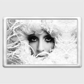 Магнит 45*70 с принтом Lady Gaga в Тюмени, Пластик | Размер: 78*52 мм; Размер печати: 70*45 | lady gaga | белые | блондинка | звезда | знаменитость | леди гаага | певица | перья | поп | эпатаж | эпатажная