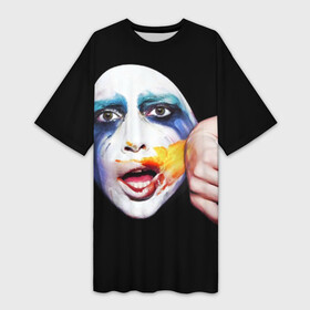 Платье-футболка 3D с принтом Lady Gaga в Тюмени,  |  | lady gaga | взгляд | звезда | знаменитость | леди гаага | певица | поп | портрет | эпатаж | эпатажная
