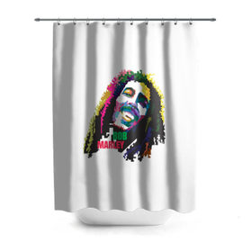 Штора 3D для ванной с принтом Bob Marley в Тюмени, 100% полиэстер | плотность материала — 100 г/м2. Стандартный размер — 146 см х 180 см. По верхнему краю — пластиковые люверсы для креплений. В комплекте 10 пластиковых колец | 2016 | арт | дизайн | зд | объем | поп | портреты