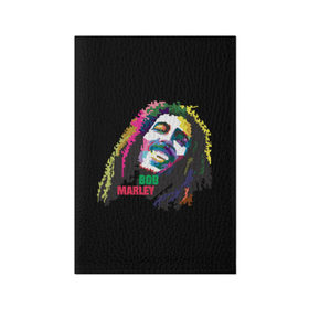 Обложка для паспорта матовая кожа с принтом Bob Marley в Тюмени, натуральная матовая кожа | размер 19,3 х 13,7 см; прозрачные пластиковые крепления | 2016 | арт | дизайн | зд | объем | поп | портреты