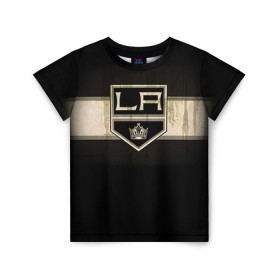Детская футболка 3D с принтом Лос-Анджелес Кингз в Тюмени, 100% гипоаллергенный полиэфир | прямой крой, круглый вырез горловины, длина до линии бедер, чуть спущенное плечо, ткань немного тянется | nhl | лос анджелес кингз | нхл | хоккеист | хоккей