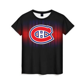 Женская футболка 3D с принтом Монреаль Канадиенс в Тюмени, 100% полиэфир ( синтетическое хлопкоподобное полотно) | прямой крой, круглый вырез горловины, длина до линии бедер | nhl | монреаль канадиенс | нхл | хоккеист | хоккей