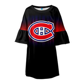 Детское платье 3D с принтом Монреаль Канадиенс в Тюмени, 100% полиэстер | прямой силуэт, чуть расширенный к низу. Круглая горловина, на рукавах — воланы | Тематика изображения на принте: nhl | монреаль канадиенс | нхл | хоккеист | хоккей