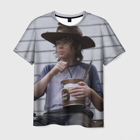 Мужская футболка 3D с принтом Карл Граймс в Тюмени, 100% полиэфир | прямой крой, круглый вырез горловины, длина до линии бедер | зомби