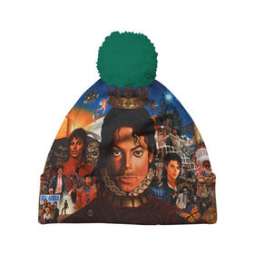 Шапка 3D c помпоном с принтом Michael Jackson в Тюмени, 100% полиэстер | универсальный размер, печать по всей поверхности изделия | майкл джексон