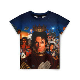 Детская футболка 3D с принтом Michael Jackson в Тюмени, 100% гипоаллергенный полиэфир | прямой крой, круглый вырез горловины, длина до линии бедер, чуть спущенное плечо, ткань немного тянется | майкл джексон