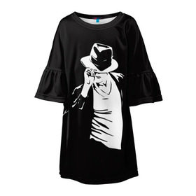 Детское платье 3D с принтом Michael Jackson в Тюмени, 100% полиэстер | прямой силуэт, чуть расширенный к низу. Круглая горловина, на рукавах — воланы | Тематика изображения на принте: майкл джексон