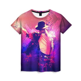 Женская футболка 3D с принтом Michael Jackson в Тюмени, 100% полиэфир ( синтетическое хлопкоподобное полотно) | прямой крой, круглый вырез горловины, длина до линии бедер | джексон | майкл