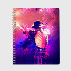Тетрадь с принтом Michael Jackson в Тюмени, 100% бумага | 48 листов, плотность листов — 60 г/м2, плотность картонной обложки — 250 г/м2. Листы скреплены сбоку удобной пружинной спиралью. Уголки страниц и обложки скругленные. Цвет линий — светло-серый
 | Тематика изображения на принте: джексон | майкл