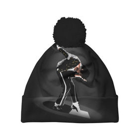 Шапка 3D c помпоном с принтом Michael Jackson в Тюмени, 100% полиэстер | универсальный размер, печать по всей поверхности изделия | майкл джексон