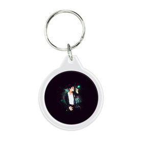 Брелок круглый с принтом Michael Jackson в Тюмени, пластик и полированная сталь | круглая форма, металлическое крепление в виде кольца | майкл джексон