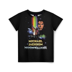 Детская футболка 3D с принтом Michael Jackson в Тюмени, 100% гипоаллергенный полиэфир | прямой крой, круглый вырез горловины, длина до линии бедер, чуть спущенное плечо, ткань немного тянется | Тематика изображения на принте: майкл джексон