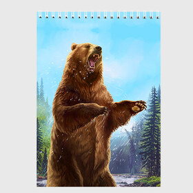 Скетчбук с принтом Русский медведь в Тюмени, 100% бумага
 | 48 листов, плотность листов — 100 г/м2, плотность картонной обложки — 250 г/м2. Листы скреплены сверху удобной пружинной спиралью | Тематика изображения на принте: гитара