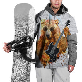 Накидка на куртку 3D с принтом Медведь с гитарой в Тюмени, 100% полиэстер |  | Тематика изображения на принте: гитара
