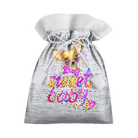Подарочный 3D мешок с принтом милая Чихуахуа в Тюмени, 100% полиэстер | Размер: 29*39 см | Тематика изображения на принте: baby | dog | sweet | девушке | собачка | чихуахуа