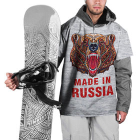 Накидка на куртку 3D с принтом made in Russia в Тюмени, 100% полиэстер |  | Тематика изображения на принте: bear | made | made in russia | russia | злой | медведь | пасть | русский | я | я русский