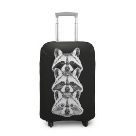Чехол для чемодана 3D с принтом Еноты в Тюмени, 86% полиэфир, 14% спандекс | двустороннее нанесение принта, прорези для ручек и колес | енот