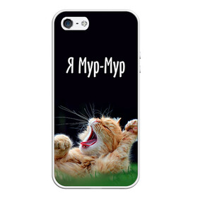 Чехол для iPhone 5/5S матовый с принтом Мур мур в Тюмени, Силикон | Область печати: задняя сторона чехла, без боковых панелей | киса | кот | котики | кошка | мур | мурмур | прикольные | смешной котик | ямурмур