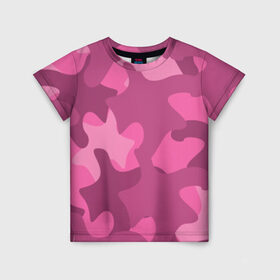 Детская футболка 3D с принтом Розовый камуфляж в Тюмени, 100% гипоаллергенный полиэфир | прямой крой, круглый вырез горловины, длина до линии бедер, чуть спущенное плечо, ткань немного тянется | army | military | армия
