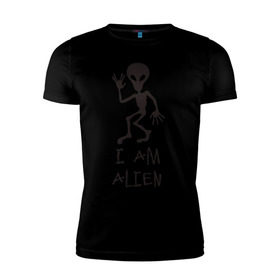 Мужская футболка премиум с принтом Alien в Тюмени, 92% хлопок, 8% лайкра | приталенный силуэт, круглый вырез ворота, длина до линии бедра, короткий рукав | инопланетянин | нло | прикол | пришелец | юмор