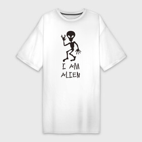 Платье-футболка хлопок с принтом Alien в Тюмени,  |  | инопланетянин | нло | прикол | пришелец | юмор