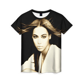 Женская футболка 3D с принтом Beyonce в Тюмени, 100% полиэфир ( синтетическое хлопкоподобное полотно) | прямой крой, круглый вырез горловины, длина до линии бедер | beyonce | бейонсе | музыка