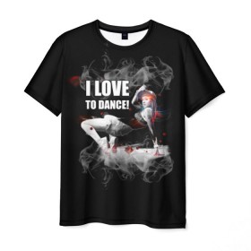 Мужская футболка 3D с принтом I love to dance! в Тюмени, 100% полиэфир | прямой крой, круглый вырез горловины, длина до линии бедер | dance | dancing | клуб | молодёжь | на макете изображена танцующая девушка и надпись.танцпол | танцы