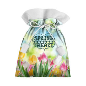 Подарочный 3D мешок с принтом Весна в моем сердце в Тюмени, 100% полиэстер | Размер: 29*39 см | heart | весенний макет с тюльпанами поднимет настроение вам и окружающимspring | весна | сердце | тюльпан | цветы