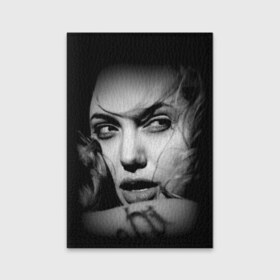 Обложка для паспорта матовая кожа с принтом Анжелина Джоли в Тюмени, натуральная матовая кожа | размер 19,3 х 13,7 см; прозрачные пластиковые крепления | angelina jolie | американская актриса | анжелина джоли | режиссёр | фотомодель | ценарист
