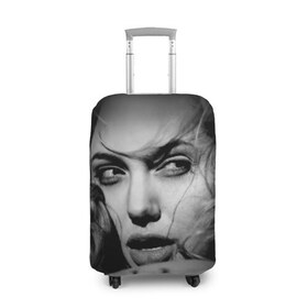 Чехол для чемодана 3D с принтом Анжелина Джоли в Тюмени, 86% полиэфир, 14% спандекс | двустороннее нанесение принта, прорези для ручек и колес | angelina jolie | американская актриса | анжелина джоли | режиссёр | фотомодель | ценарист