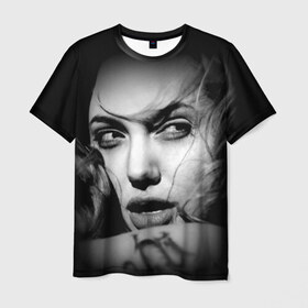 Мужская футболка 3D с принтом Анжелина Джоли в Тюмени, 100% полиэфир | прямой крой, круглый вырез горловины, длина до линии бедер | angelina jolie | американская актриса | анжелина джоли | режиссёр | фотомодель | ценарист