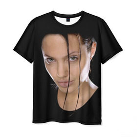 Мужская футболка 3D с принтом Анжелина Джоли в Тюмени, 100% полиэфир | прямой крой, круглый вырез горловины, длина до линии бедер | Тематика изображения на принте: angelina jolie | американская актриса | анжелина джоли | режиссёр | фотомодель | ценарист