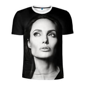 Мужская футболка 3D спортивная с принтом Анжелина Джоли в Тюмени, 100% полиэстер с улучшенными характеристиками | приталенный силуэт, круглая горловина, широкие плечи, сужается к линии бедра | angelina jolie | американская актриса | анжелина джоли | режиссёр | фотомодель | ценарист