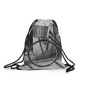 Рюкзак-мешок 3D с принтом Велосипед в Тюмени, 100% полиэстер | плотность ткани — 200 г/м2, размер — 35 х 45 см; лямки — толстые шнурки, застежка на шнуровке, без карманов и подкладки | bike | байк | велосипед | италия | стиль
