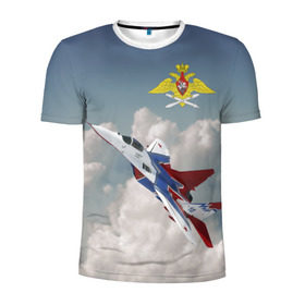 Мужская футболка 3D спортивная с принтом Самолёт в Тюмени, 100% полиэстер с улучшенными характеристиками | приталенный силуэт, круглая горловина, широкие плечи, сужается к линии бедра | авиация | ввс | ввс россии | небо | самолёт