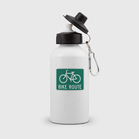 Бутылка спортивная с принтом Дорога для велосипедистов в Тюмени, металл | емкость — 500 мл, в комплекте две пластиковые крышки и карабин для крепления | велосипед | дорожный велосипедный знак знак | спорт | экстрим