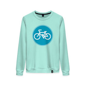 Женский свитшот хлопок с принтом Велосипедный знак в Тюмени, 100% хлопок | прямой крой, круглый вырез, на манжетах и по низу широкая трикотажная резинка  | велосипед | велосипедный знак приятного цвета.знак | спорт | экстрим