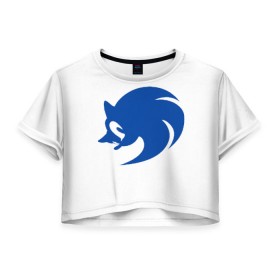 Женская футболка 3D укороченная с принтом Sonic X logo в Тюмени, 100% полиэстер | круглая горловина, длина футболки до линии талии, рукава с отворотами | hedgehog | sega | sonic | sonic x | sonic x logologo | соник
