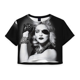 Женская футболка 3D укороченная с принтом Мадонна в Тюмени, 100% полиэстер | круглая горловина, длина футболки до линии талии, рукава с отворотами | madonna louise ciccone | автор песен | актриса | американская певица | мадонна луиза чикконе | писательница | продюсер | танцовщица