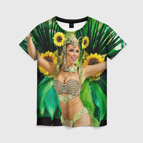 Женская футболка 3D с принтом Карнавал в Рио в Тюмени, 100% полиэфир ( синтетическое хлопкоподобное полотно) | прямой крой, круглый вырез горловины, длина до линии бедер | бразилия