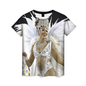 Женская футболка 3D с принтом Карнавал в Рио в Тюмени, 100% полиэфир ( синтетическое хлопкоподобное полотно) | прямой крой, круглый вырез горловины, длина до линии бедер | бразилия