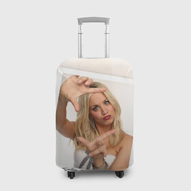 Чехол для чемодана 3D с принтом Кейли Куоко в Тюмени, 86% полиэфир, 14% спандекс | двустороннее нанесение принта, прорези для ручек и колес | kaley cuoco sweeting | американская актриса | кейли куоко суитинг