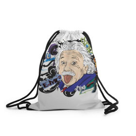 Рюкзак-мешок 3D с принтом Einstein в Тюмени, 100% полиэстер | плотность ткани — 200 г/м2, размер — 35 х 45 см; лямки — толстые шнурки, застежка на шнуровке, без карманов и подкладки | einstein | emc2 | наука | теория | физика | эйнштейн
